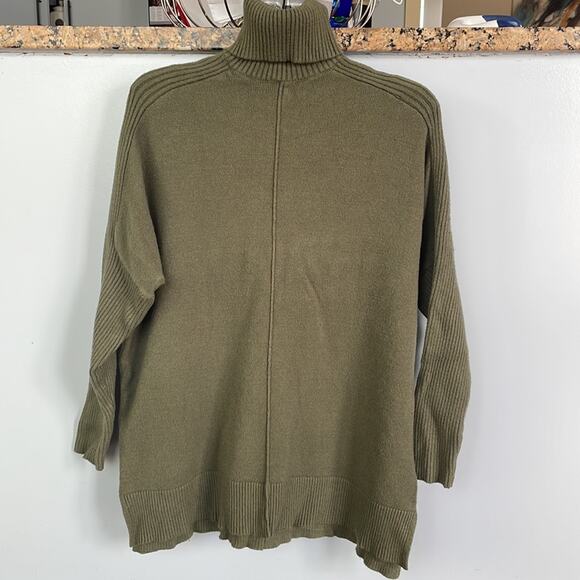 TIME and TRU Olive Green Turtleneck Longline Knit Sweater Blouse; - Picture 1 of 8